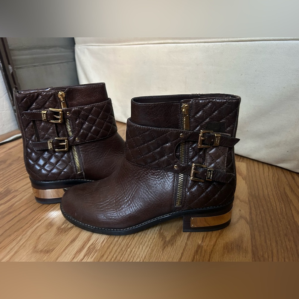 Vince Camuto Quilted Brown Ankle Boots